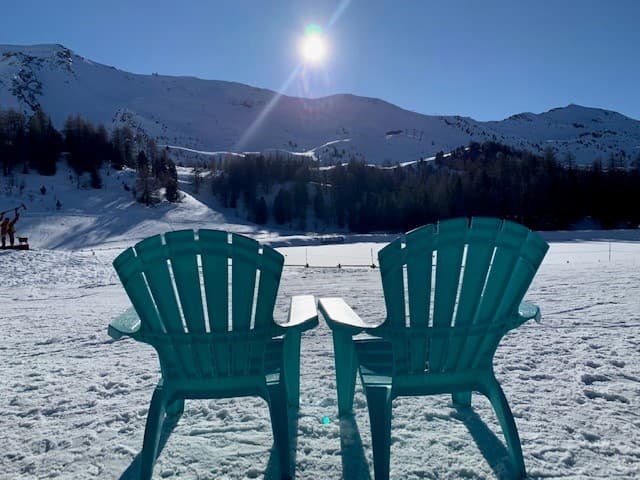 Snow chairs on a mountain slope